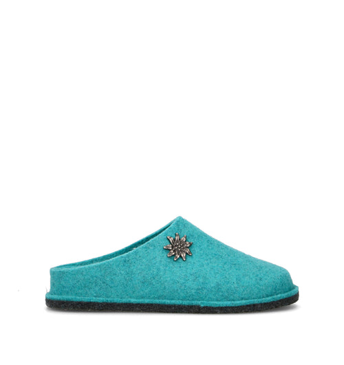 LE TIROLESI Pantofola donna turchese in lana