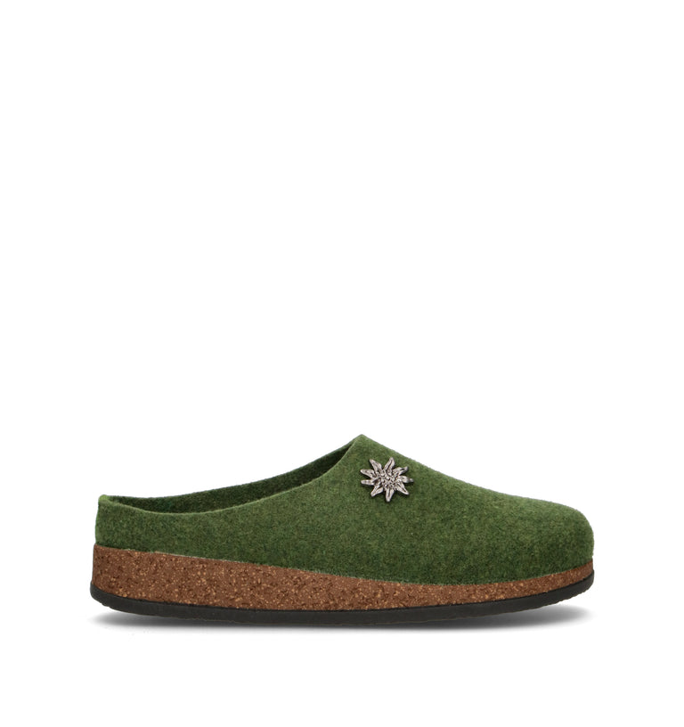 LE TIROLESI Pantofola uomo verde in lana