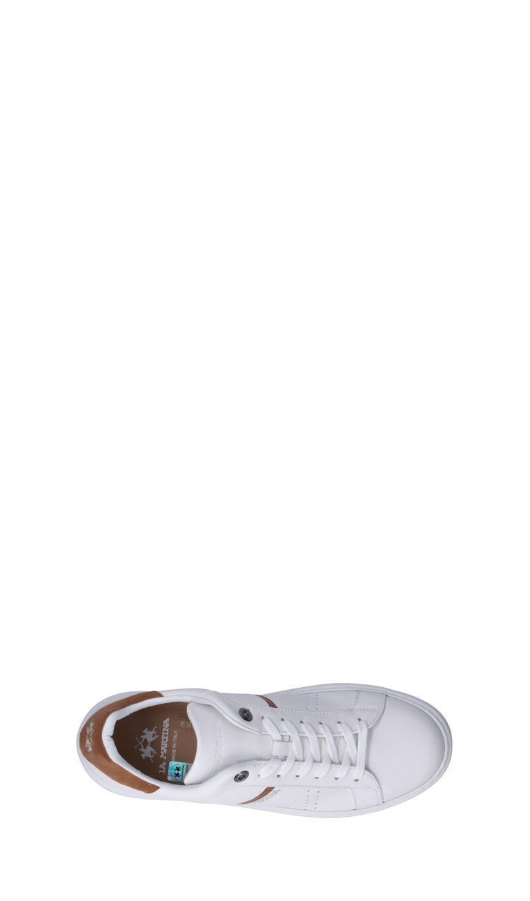 LA MARTINA Sneaker uomo bianca/cuoio in pelle