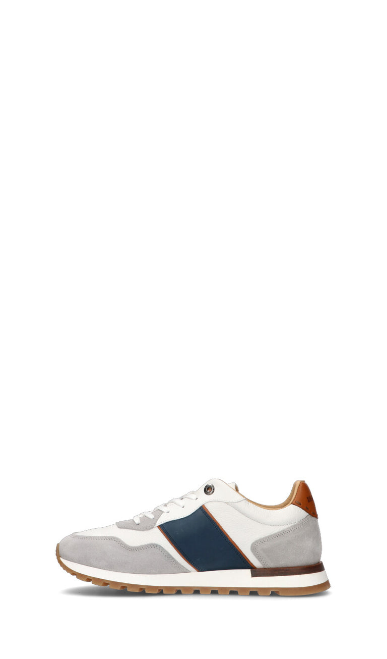 LA MARTINA Sneaker uomo bianca/blu in pelle