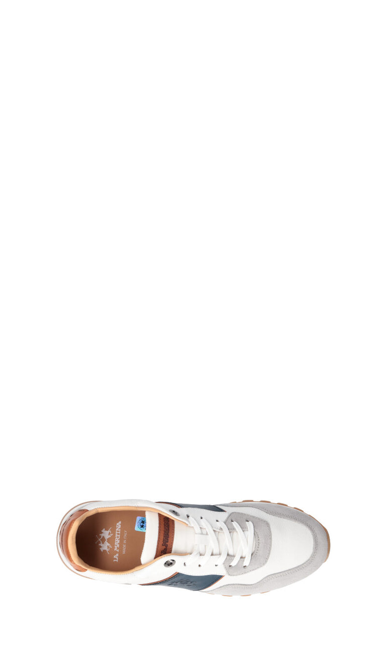 LA MARTINA Sneaker uomo bianca/blu in pelle