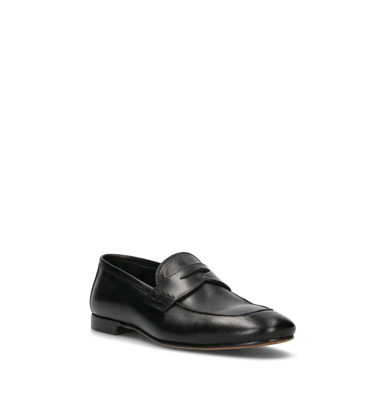 LORENZO TERRA Mocassino uomo nero in pelle