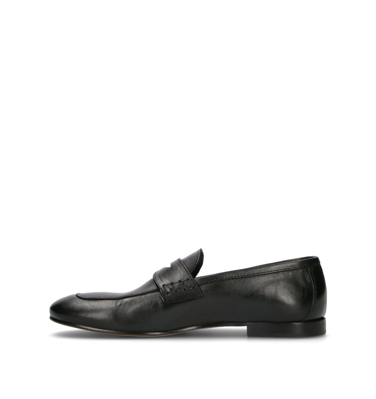 LORENZO TERRA Mocassino uomo nero in pelle