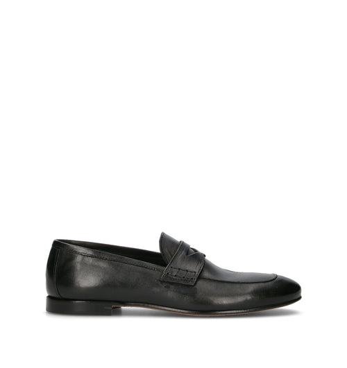 LORENZO TERRA Mocassino uomo nero in pelle