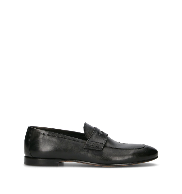 LORENZO TERRA Mocassino uomo nero in pelle