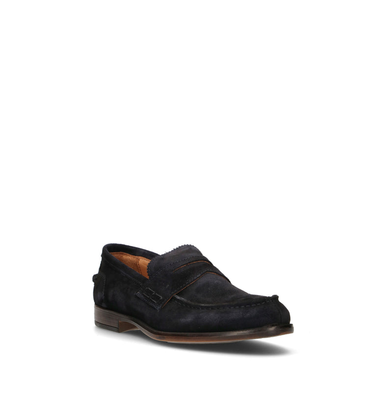 LORENZO TERRA Mocassino uomo blu in suede