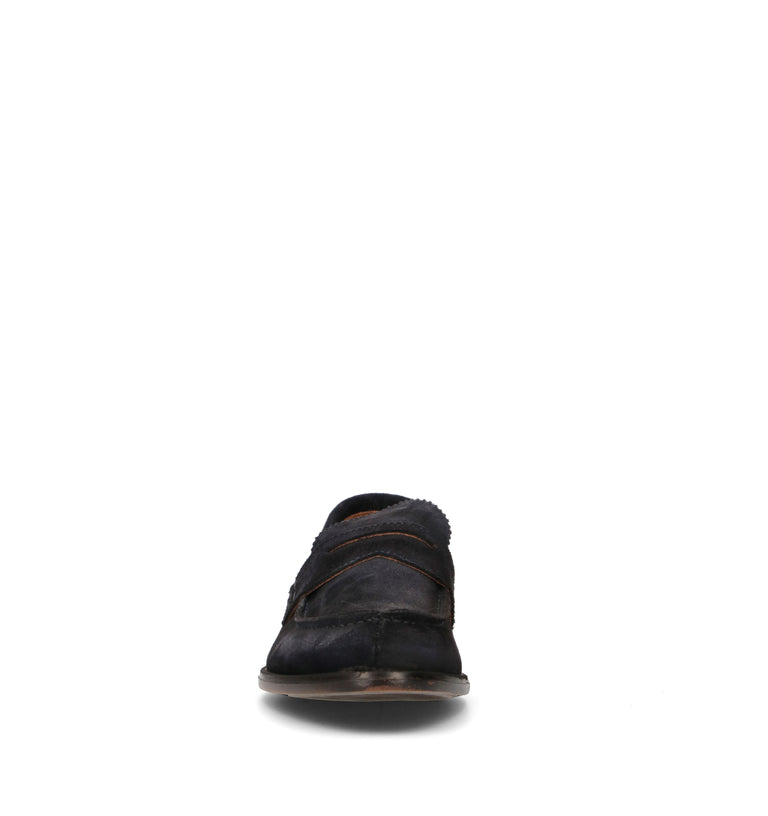LORENZO TERRA Mocassino uomo blu in suede