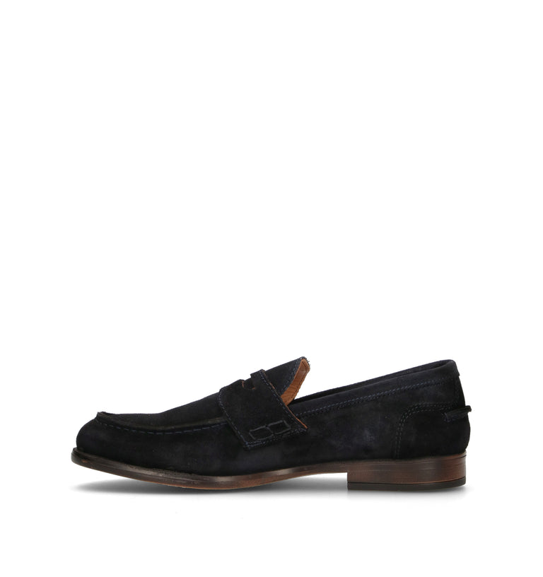 LORENZO TERRA Mocassino uomo blu in suede