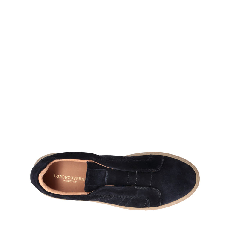 LORENZO TERRA Sneaker uomo blu in suede