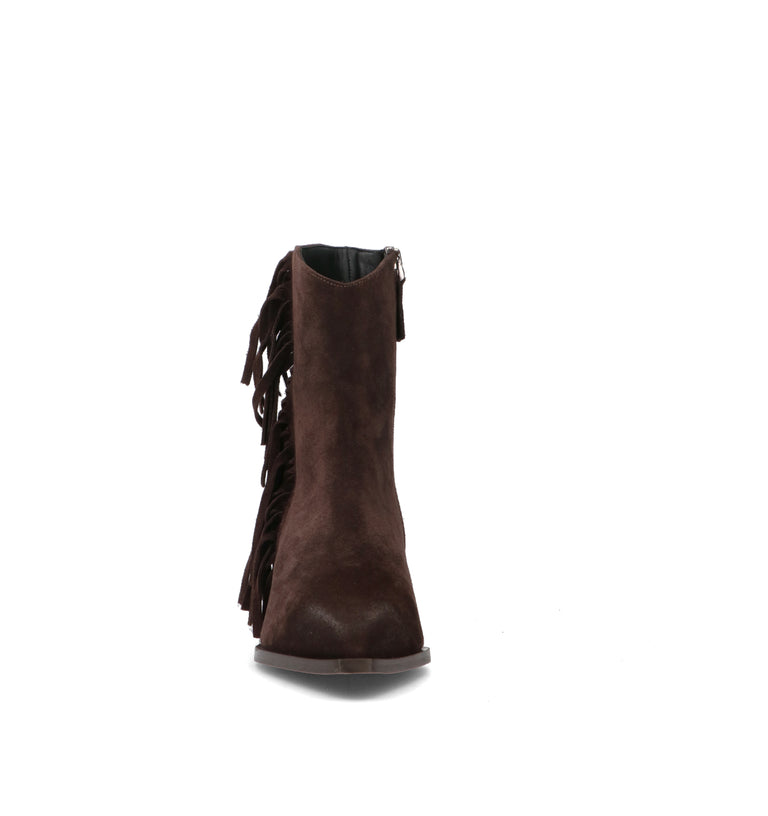 POEVE Tronchetto donna testa di moro in suede con frange