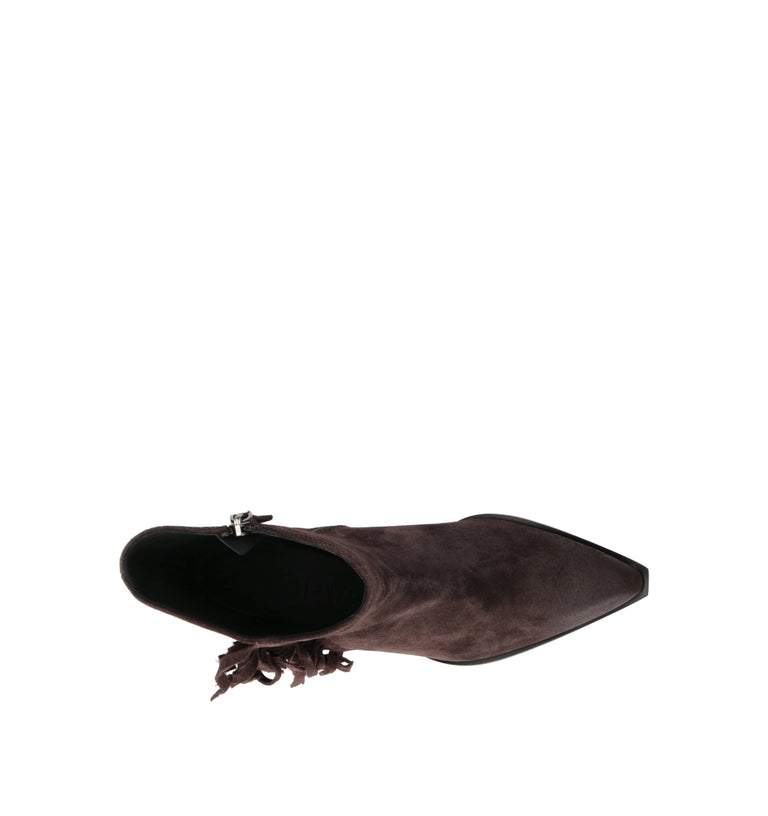 POEVE Tronchetto donna testa di moro in suede con frange