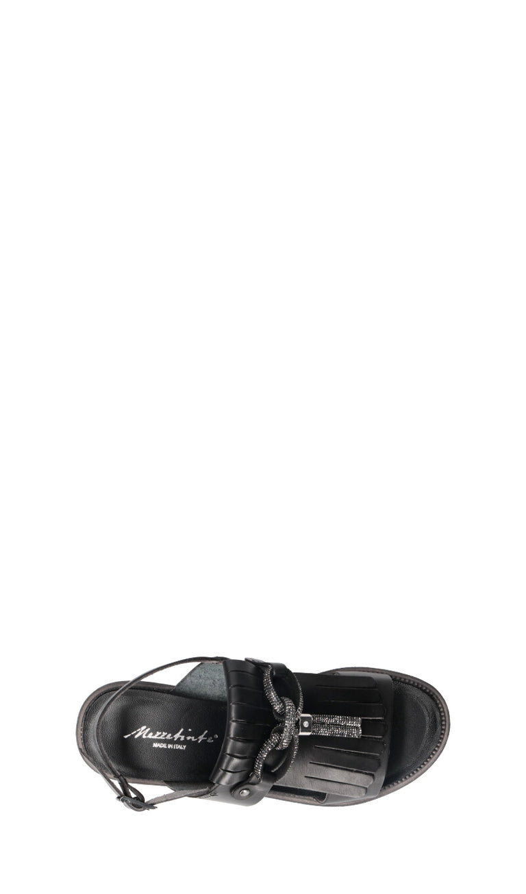 MEZZETINTE Sandalo donna nero in pelle