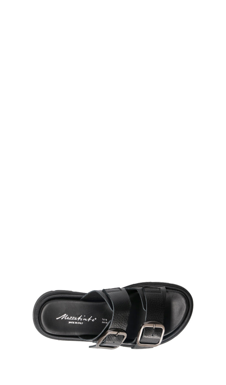 MEZZETINTE Ciabatta donna nera in pelle