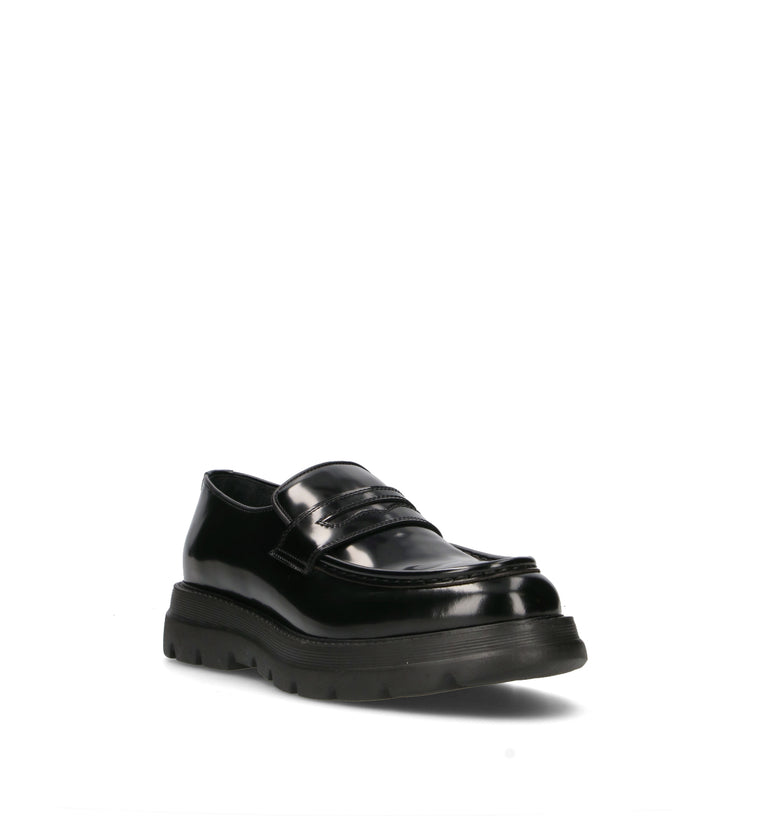 HUNDRED 100 Mocassino uomo nero in pelle