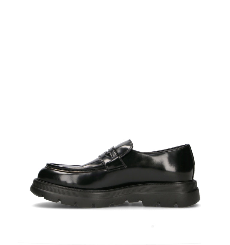 HUNDRED 100 Mocassino uomo nero in pelle