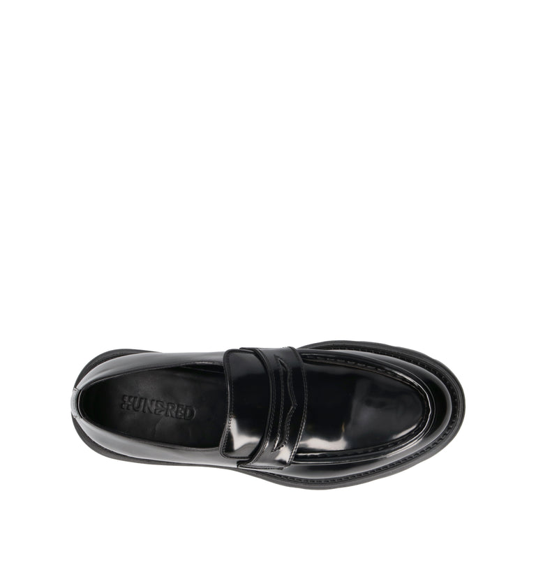 HUNDRED 100 Mocassino uomo nero in pelle
