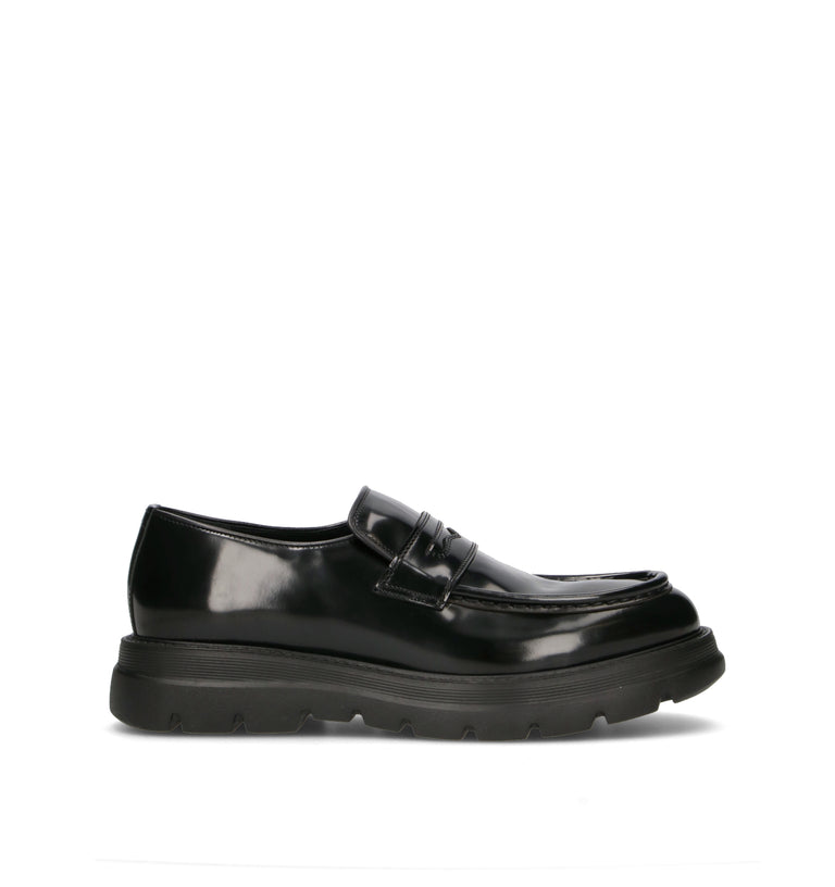 HUNDRED 100 Mocassino uomo nero in pelle