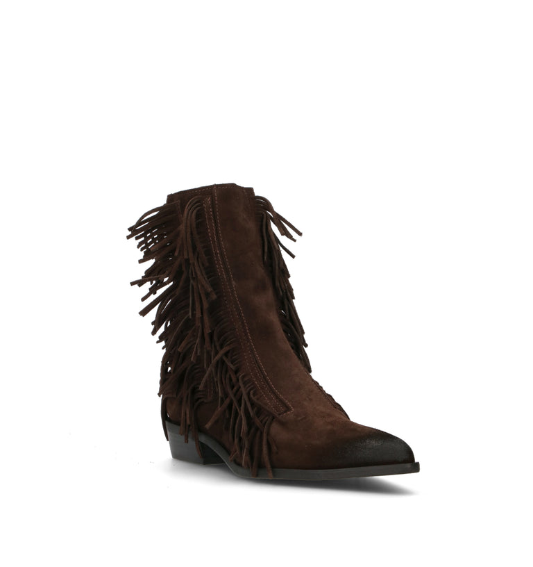 MIMMU' Tronchetto donna testa di moro in suede con frange