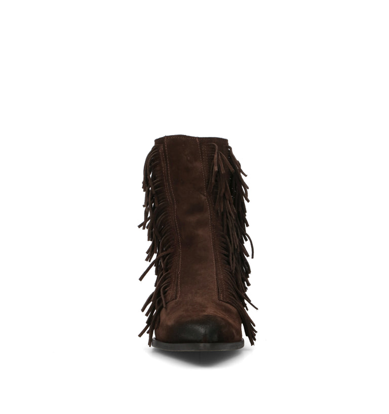 MIMMU' Tronchetto donna testa di moro in suede con frange