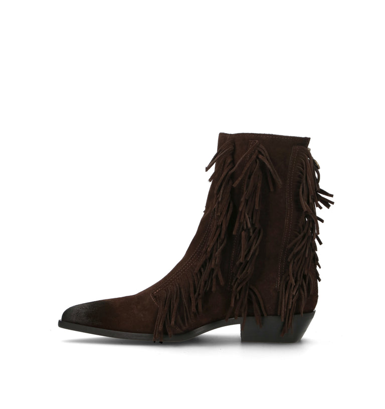 MIMMU' Tronchetto donna testa di moro in suede con frange