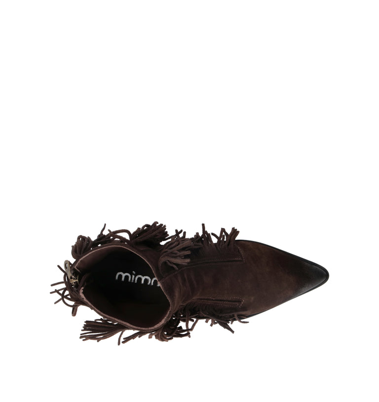 MIMMU' Tronchetto donna testa di moro in suede con frange