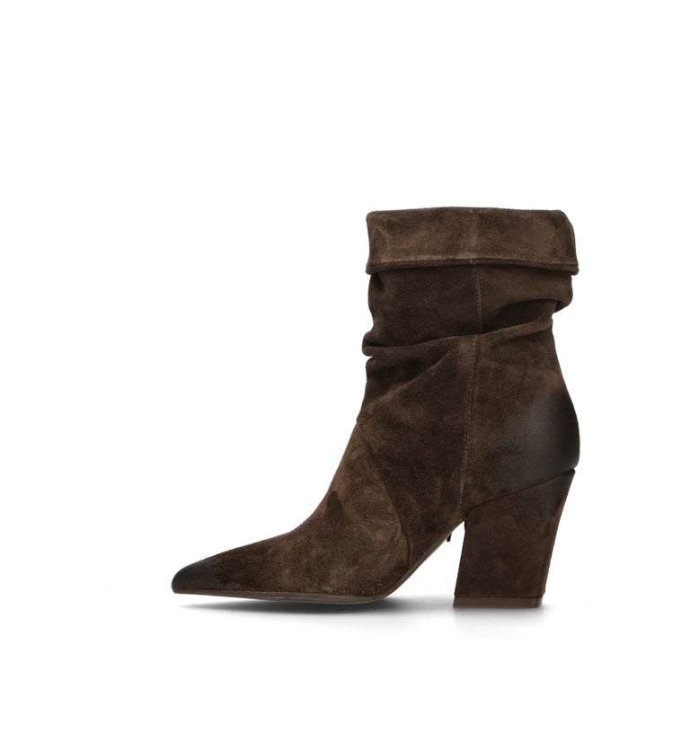 MIMMU' Tronchetto donna marrone in suede con frange