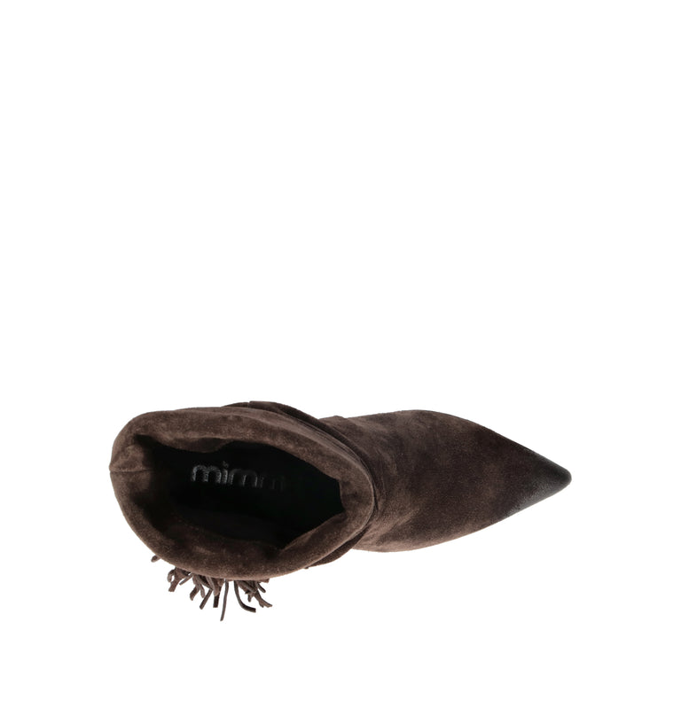 MIMMU' Tronchetto donna marrone in suede con frange