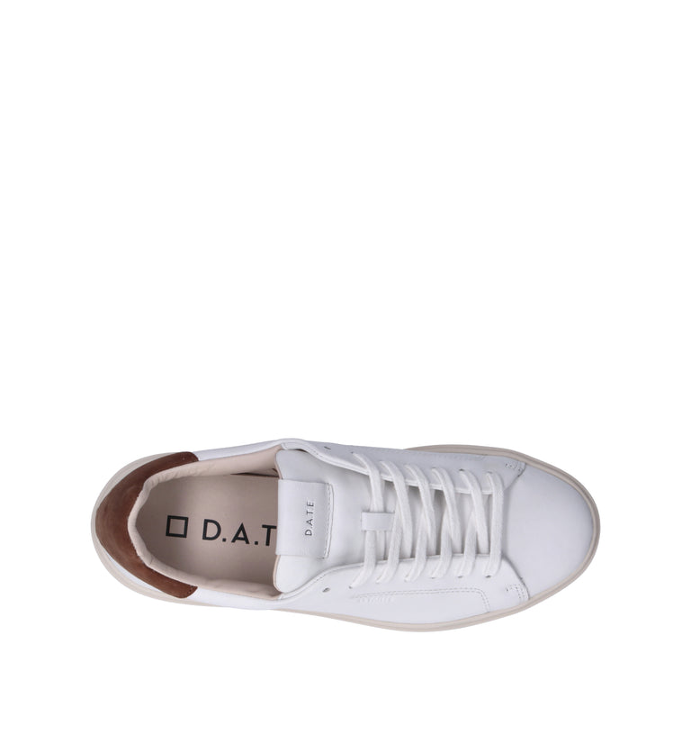 D.A.T.E. Sneaker uomo bianca/marrone in pelle