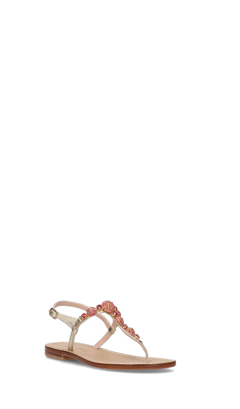 MODA POSITANO Sandalo donna platino in pelle