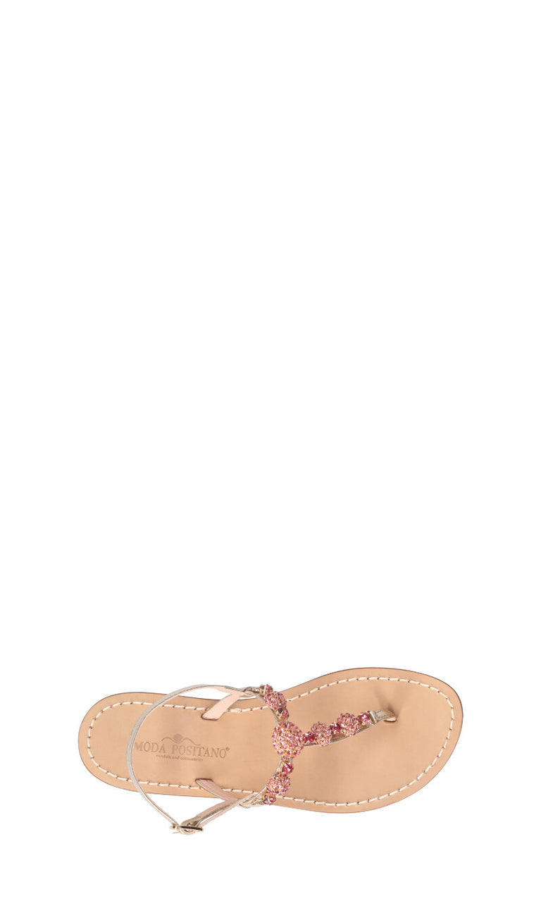 MODA POSITANO Sandalo donna platino in pelle