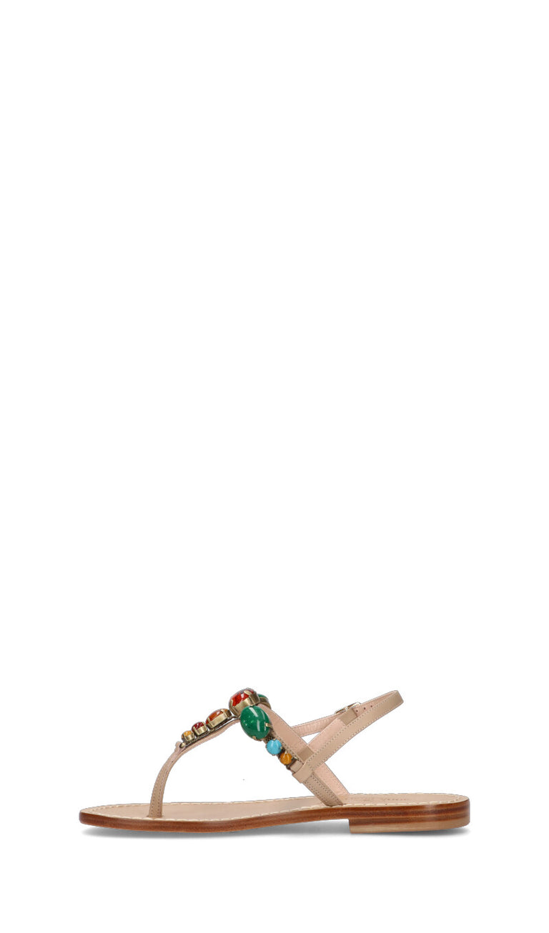 MODA POSITANO Sandalo donna beige in pelle