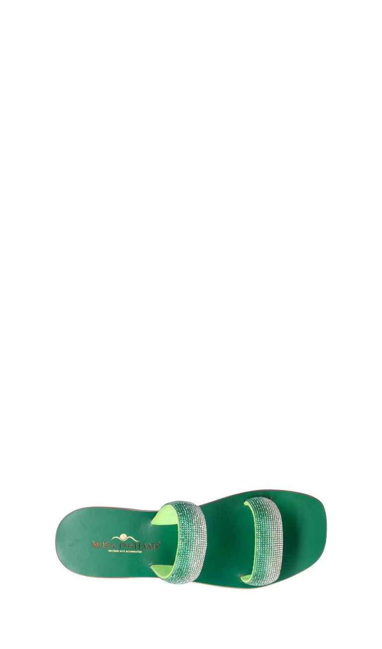MODA POSITANO Ciabatta donna verde in pelle
