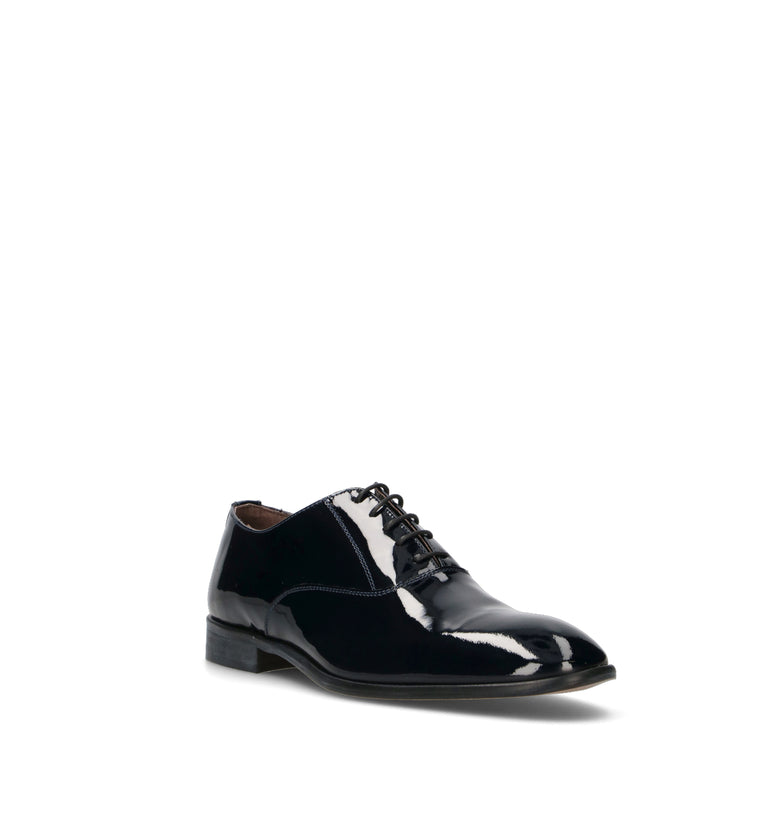 NEROFUMO Stringata uomo blu in pelle