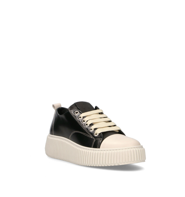 NEROFUMO Sneaker uomo nera/bianca in pelle