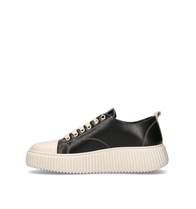 NEROFUMO Sneaker uomo nera/bianca in pelle