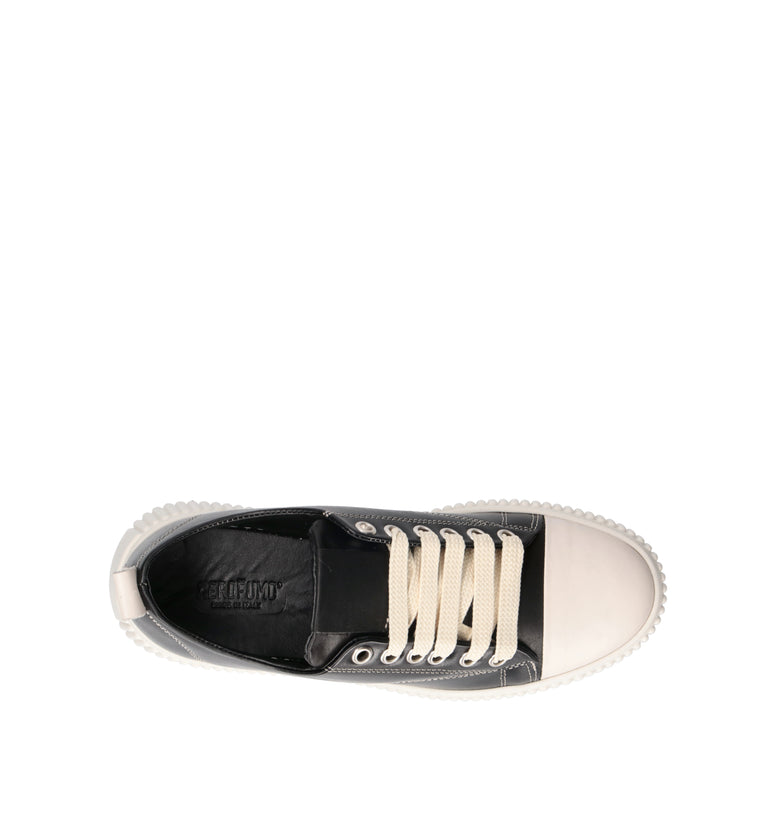 NEROFUMO Sneaker uomo nera/bianca in pelle