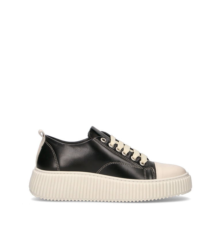 NEROFUMO Sneaker uomo nera/bianca in pelle