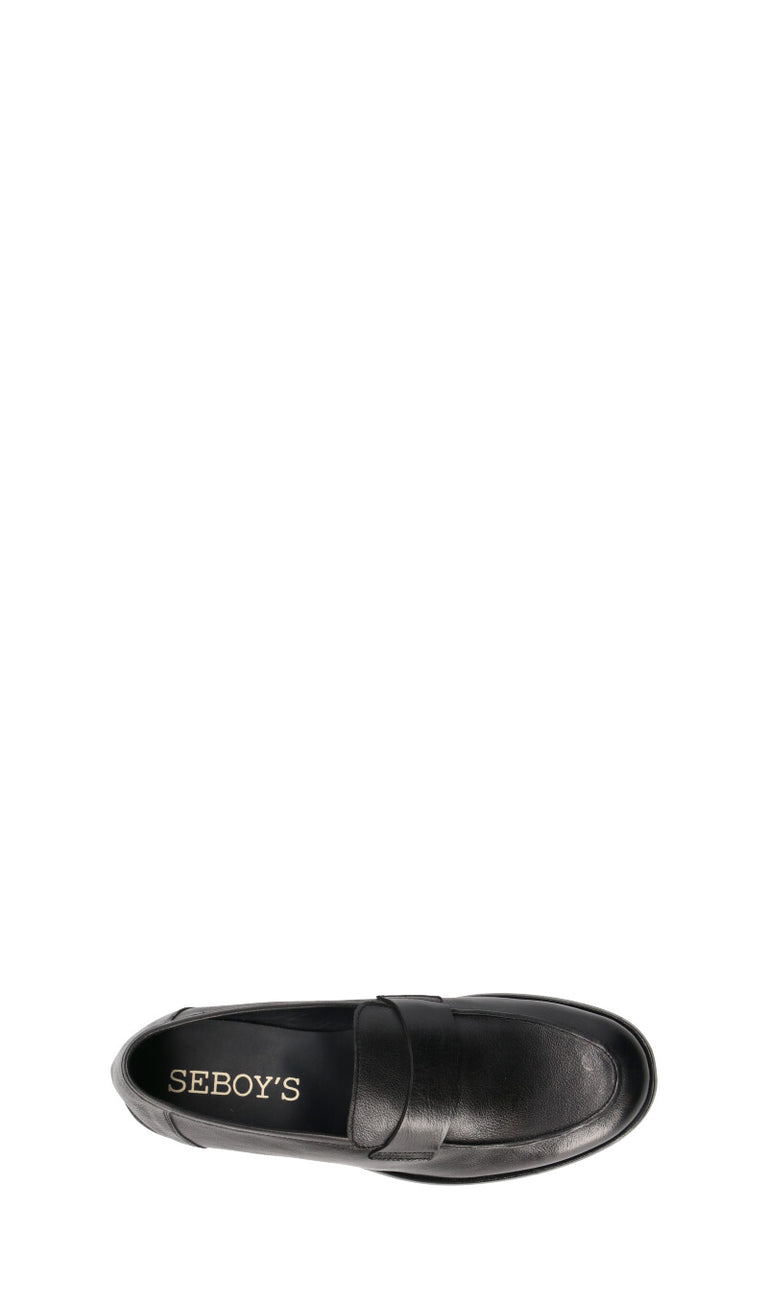 SEBOYS Mocassino uomo nero in pelle