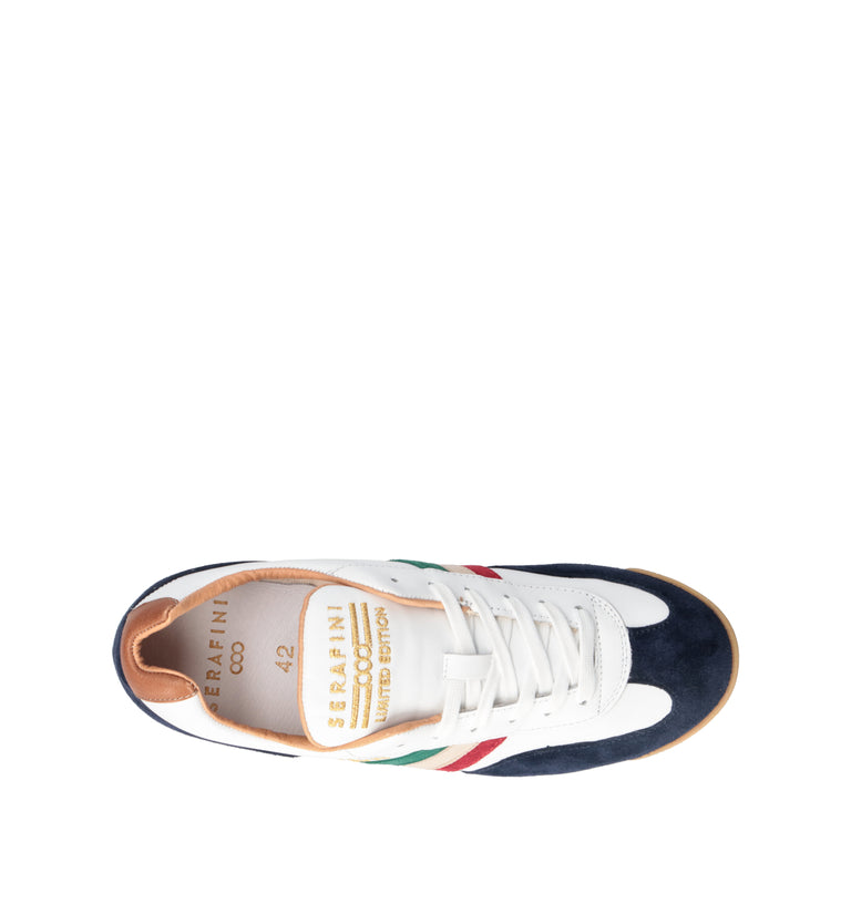 SERAFINI Sneaker uomo bianca/blu in pelle