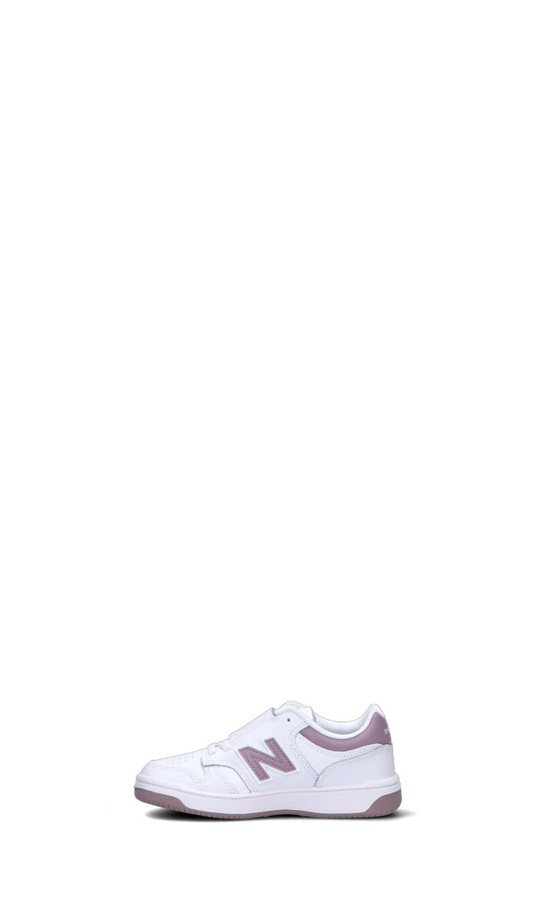 NEW BALANCE 480 Sneaker bimba bianca e lilla in pelle