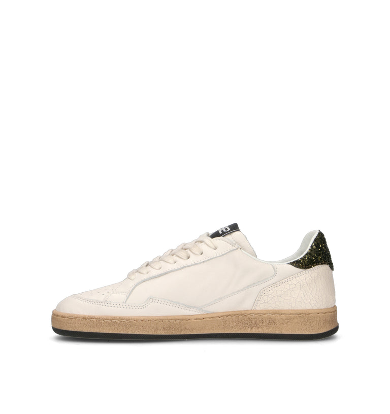 QUATTROBARRADODICI Sneaker donna bianca/verde in pelle