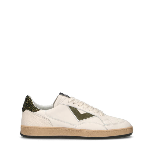QUATTROBARRADODICI Sneaker donna bianca/verde in pelle