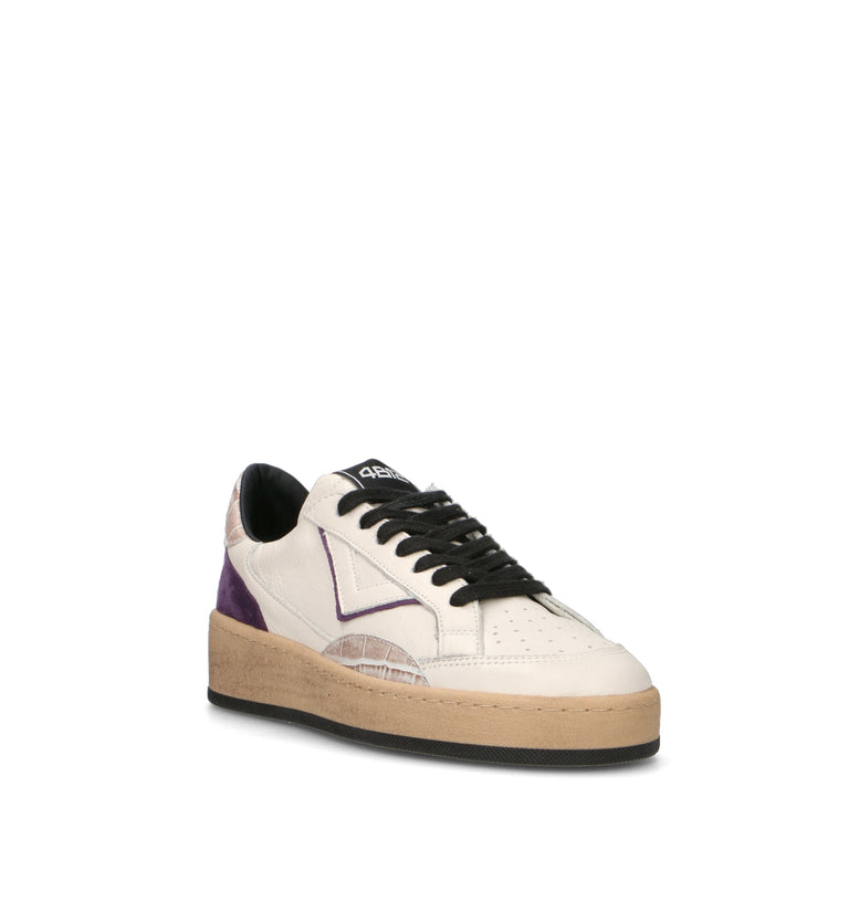 QUATTROBARRADODICI Sneaker donna bianca in pelle