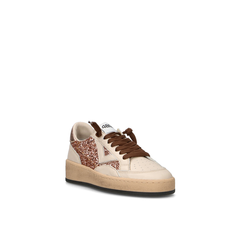 QUATTROBARRADODICI Sneaker donna panna/bronzo