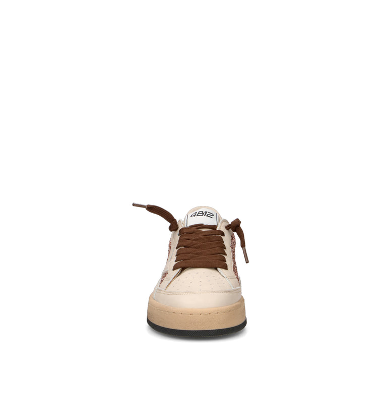 QUATTROBARRADODICI Sneaker donna panna/bronzo