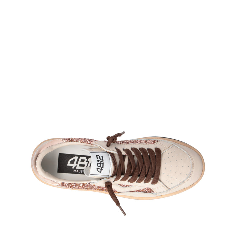 QUATTROBARRADODICI Sneaker donna panna/bronzo