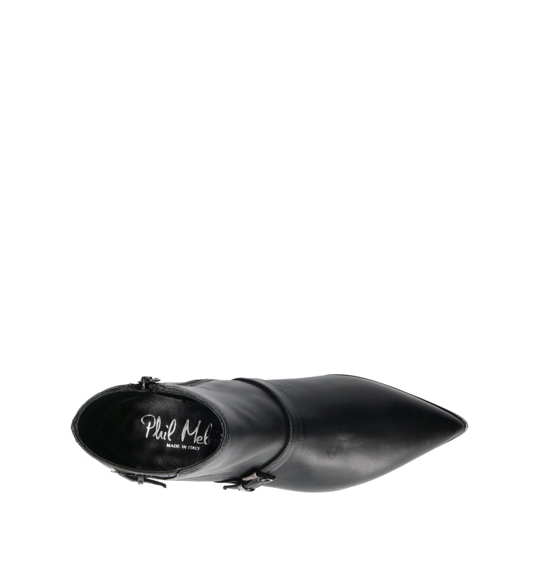 PHIL MELVIS Tronchetto donna nero in pelle