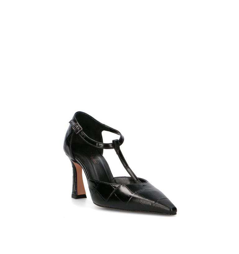 PHIL MELVIS Décolleté donna nero in pelle