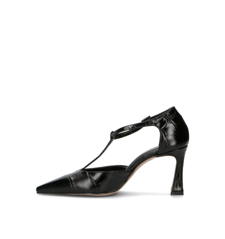 PHIL MELVIS Décolleté donna nero in pelle