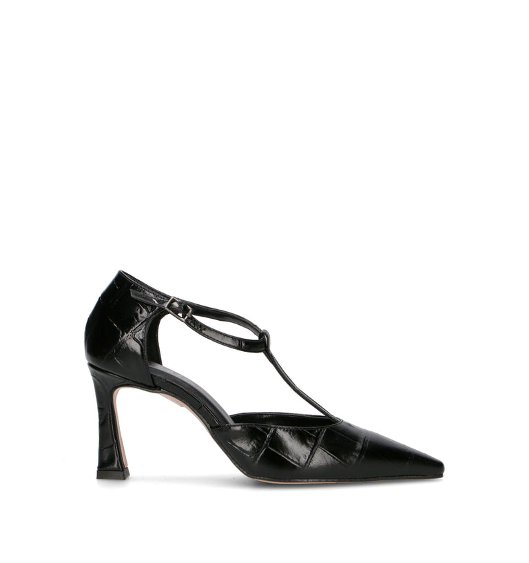 PHIL MELVIS Décolleté donna nero in pelle